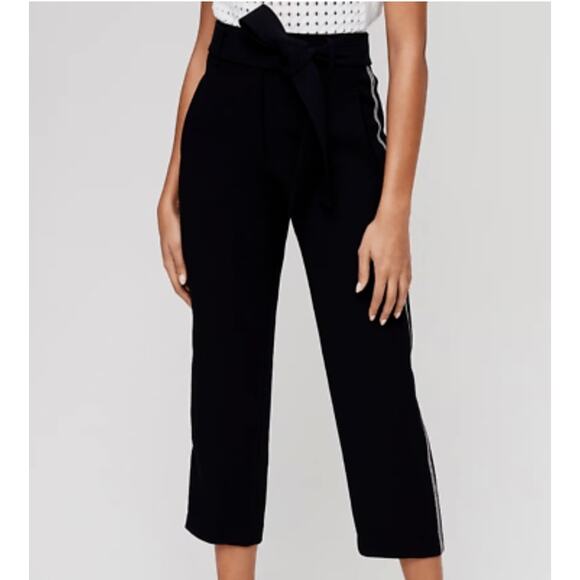 Aritzia Wilfred Tie Front Trouser Pant Black High Rise Straight Crop 2 Minimal - Picture 1 of 7